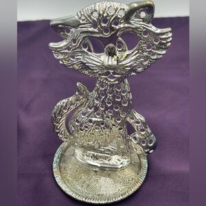 Classic Treasures: Vintage Cat Metal Silver Plated Earring Tree / Ring Holder